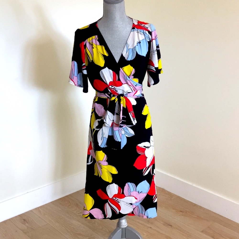 Halogen Floral Surplice Wrap Dress Size Small